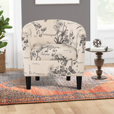 66 cm Wide Modern Barrel Chair with Upholstered Ottoman