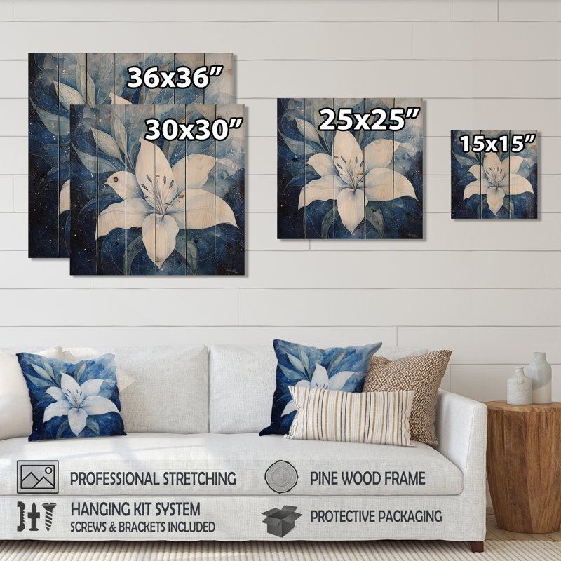 Shimmering Marble Of Lily - Modern Wooden Wall Art On Natural Pine Wood, 36" H x 36" W x 0.78" D