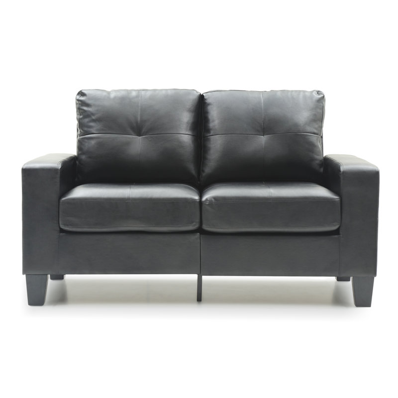 Causeuse Mucci, Similicuir noir, 36" H x 58" W x 32" D