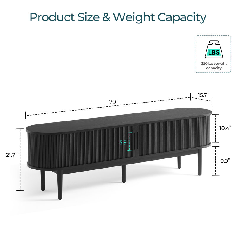 Leathia TV Stand For Tvs Up To 75", Black
