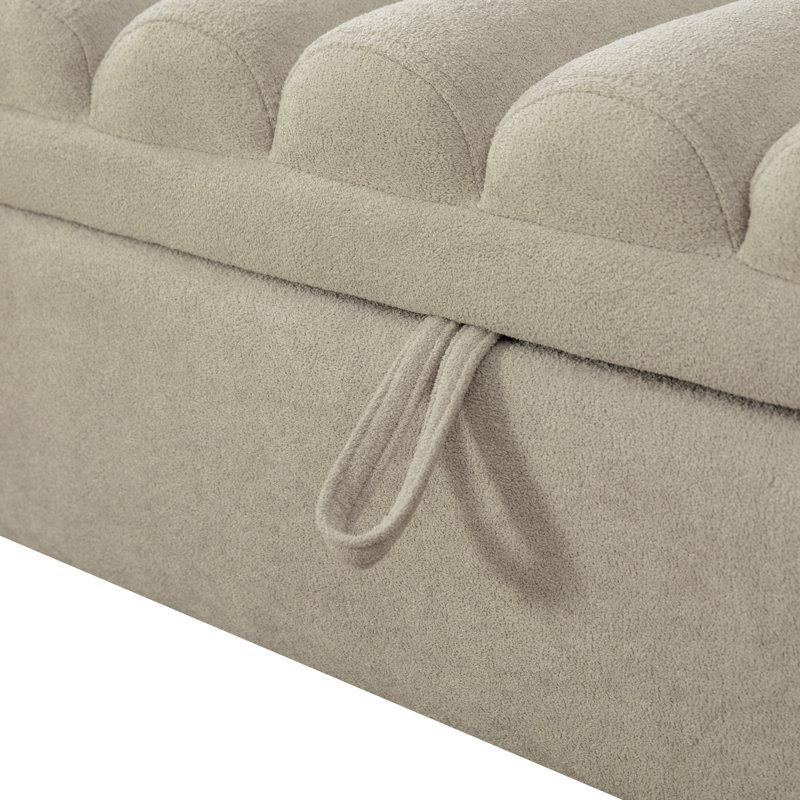 Banc de rangement rembourré de 65,55 po, Gris beige