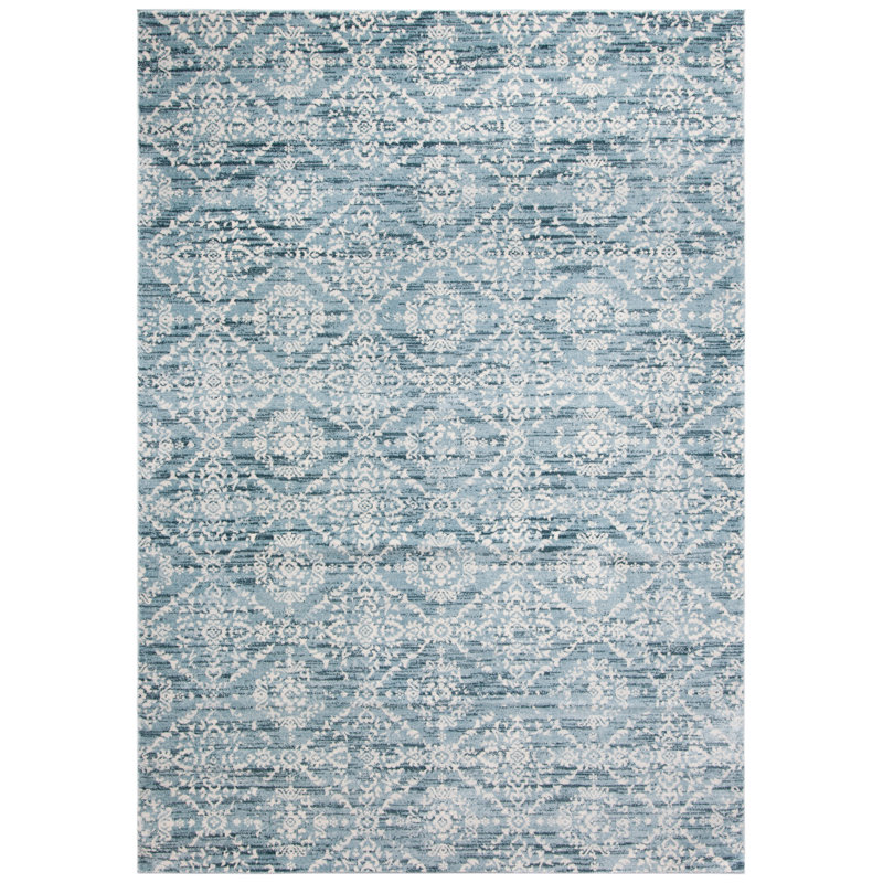 Tapis bleu / ivoire Rizwan Denim, Rectangle 5 pi 3 po x 7 pi 7 po