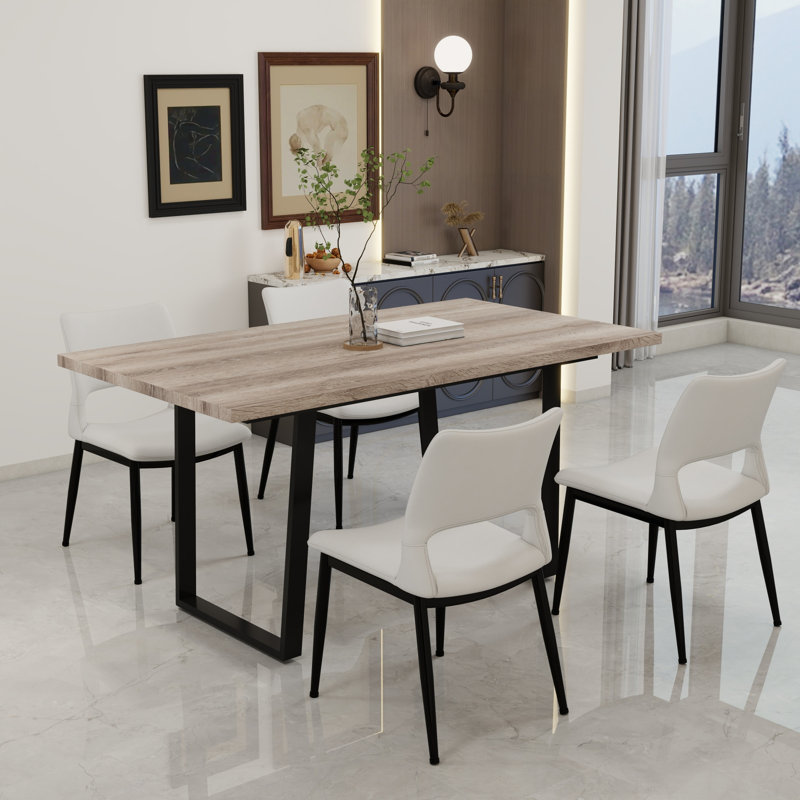 Ensemble de table de salle à manger moderne en MDF avec chaises en polyuréthane blanc pour la maison et la cuisine