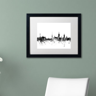 « stockholm suède horizon b&w », impression encadrée