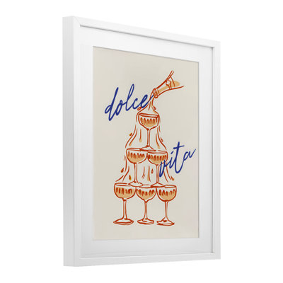Dolce Vita Champagne Tower, impression sous verre encadrée, design par The Prints Vibe