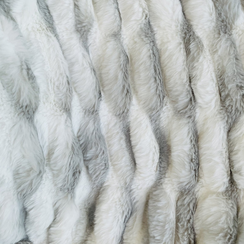 Snow Chinchilla Knitted Throw Blanket, 90" W x 90" L, Silver