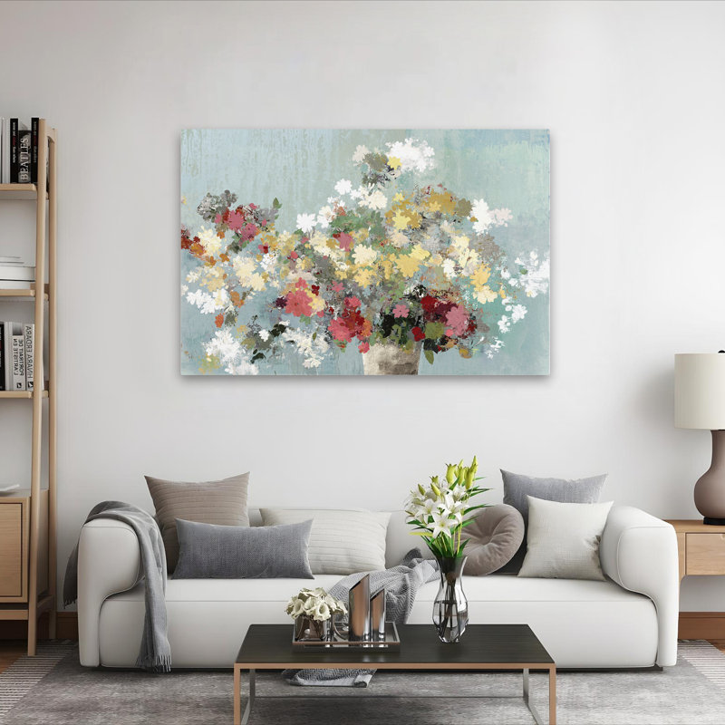 Plantes, fleurs, abstrait, paysage, nature, bouquet abstrait III, art mural, H 40 po x l 60 po