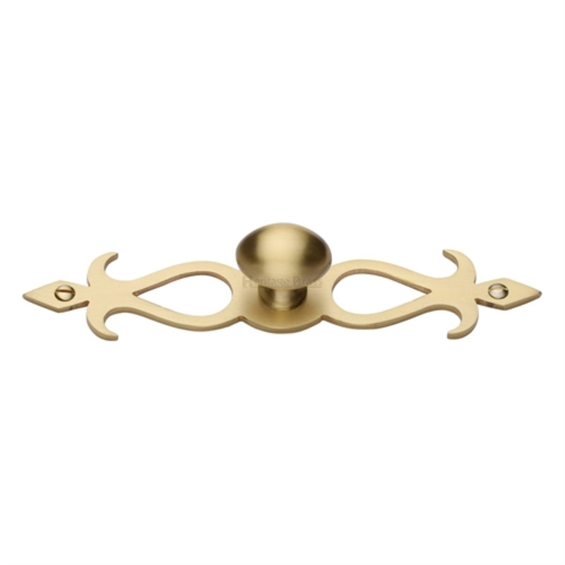 Heritage Brass Heritage Cabinet Knob Oval/Backplate Design 32mm, Satin Brass