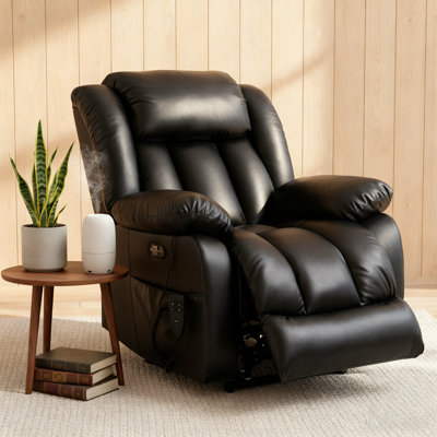 Genuine Leather Power Lift Recliner Chair With Massage And Heat, 350 Lbs Weight Capacity, Dual Motor
