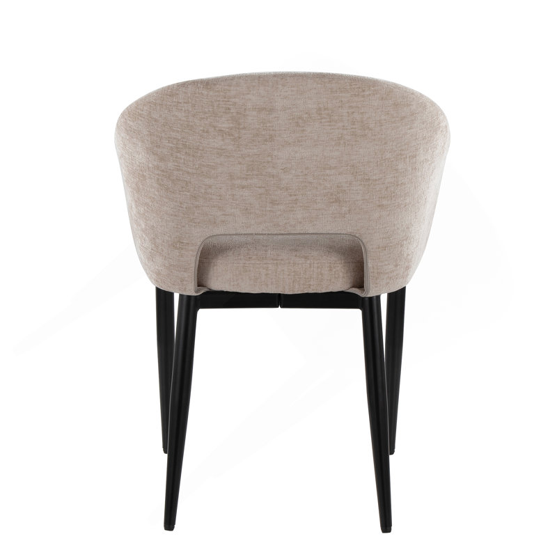 Chaise en métal noir et tissu brun clair, Marron clair, Noir