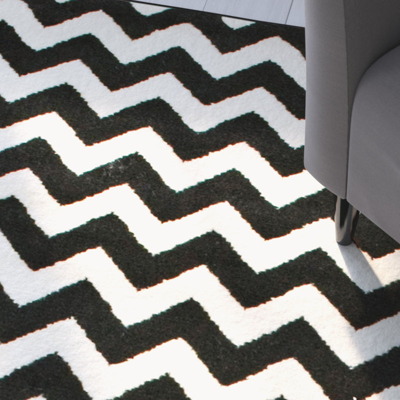 Tapis ivoire / noir Cunningham, Rectangle 7 pi 10 po x 10 pi 10 po