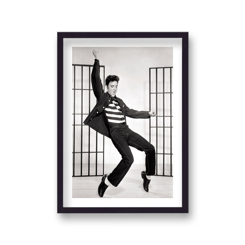 Black And White Elvis Classic Jailhouse Rock by Vouvart - Single Picture Frame Print