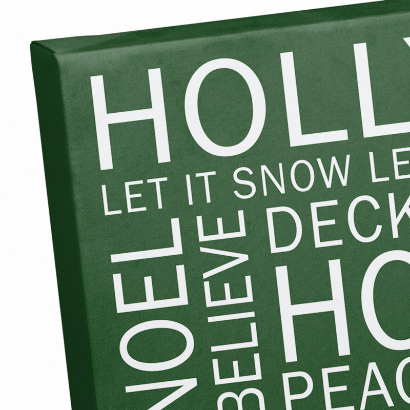 «Christmas Sayings», impression sur toile tendue, H 11 po x l 14 po x P 1,25 po, Vert