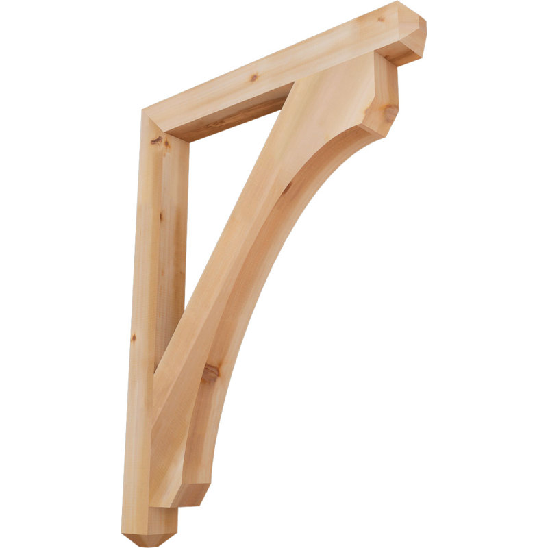 H Wood Bracket/Corbel, Western Red Cedar (Smooth), 48" H x 3.5" W x 36" D