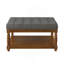 Grande table basse carrée avec repose-pieds en lin capitonné et grand repose-pieds avec tablette en bois massif-727916195