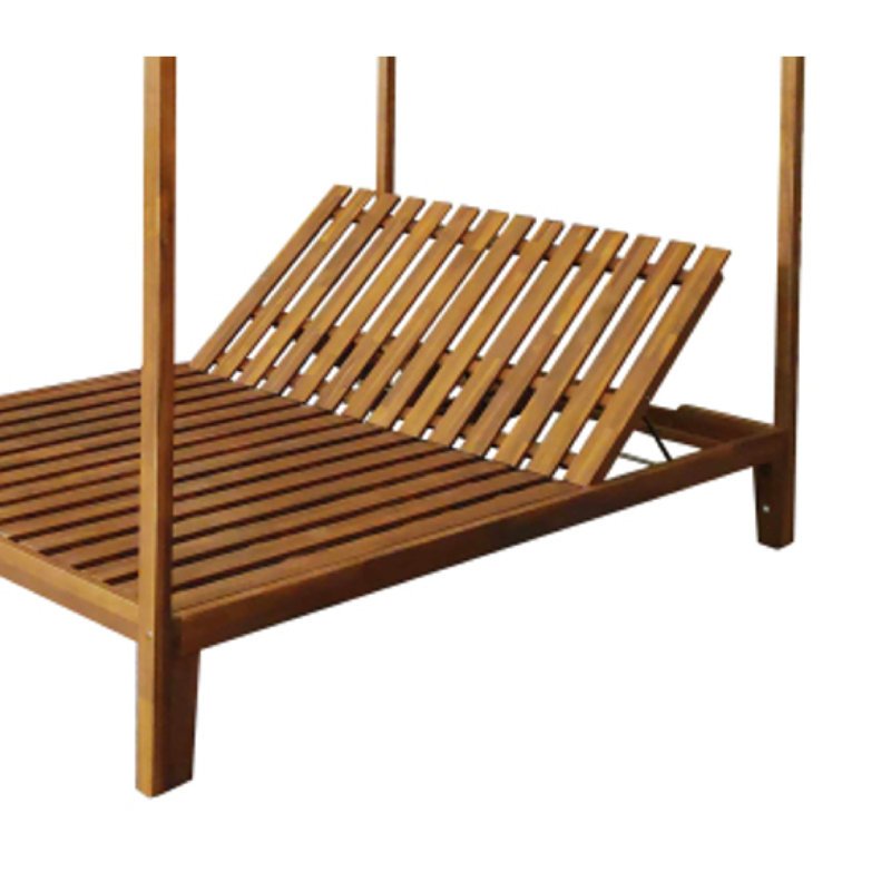 Yavi Outdoor Daybed, Brown Wood, Cream Waterproof Fabric, 79 Inch, Cream
