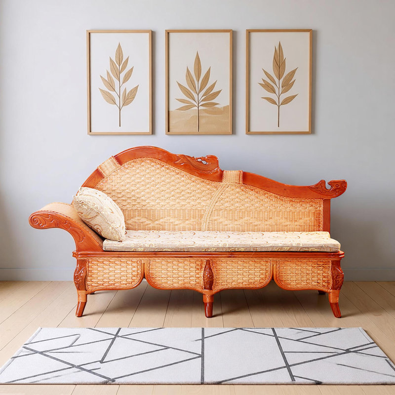 Chaise longue simple en rotin pour l'intérieur, Orienté vers la gauche