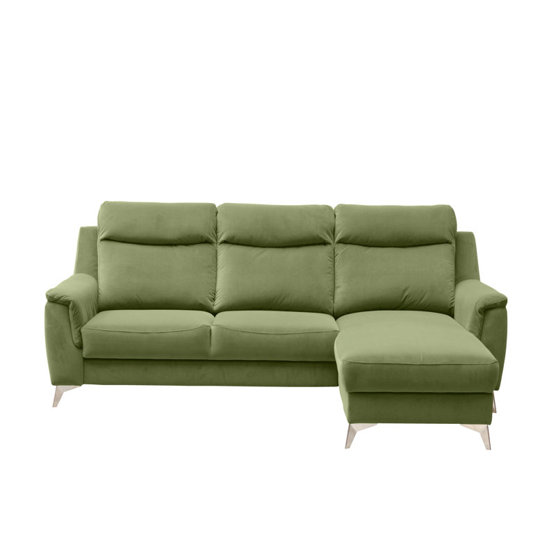 Izola 3 Seater Velvet Sofa Bed, Right Hand Facing, Green Grey