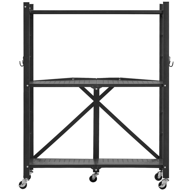 Étagère de rangement pliable à 3 niveaux avec roulettes 28 x 13 x 36 pouces, H 36 po x l 28 po x P 13 po