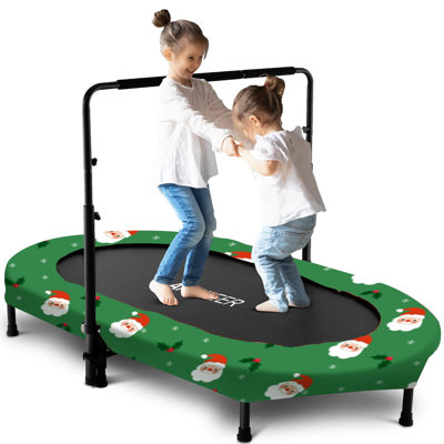 4.7' Foldable Oval Fitness Trampoline with Handlebar