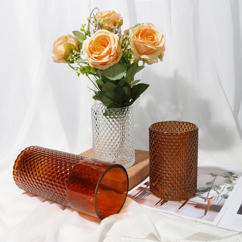 Clear Glass Vase, 4" Thick Cylinder