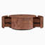 Table basse rotative, plateau en bois de ronce avec tiroirs