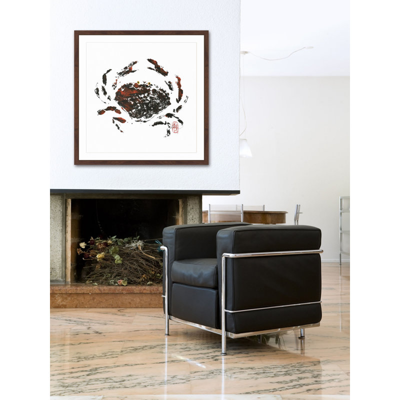 Hidden Crab Black and Brown Framed Canvas Print