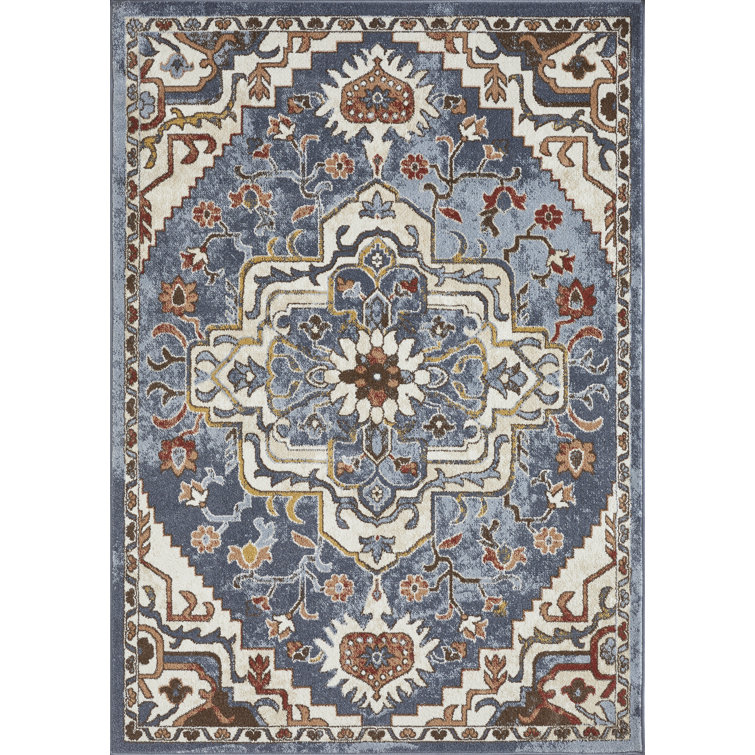 Raaya Oriental Handwoven Polypropylene Indoor Area Rug in Blue Bungalow Rose Rug Size: Rectangle 5'3 x 7'3