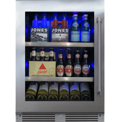 XO 24" 145 Cans 5.7 Cubic Feet Built-In Beverage Refrigerator with Wine Storage and with Glass Door