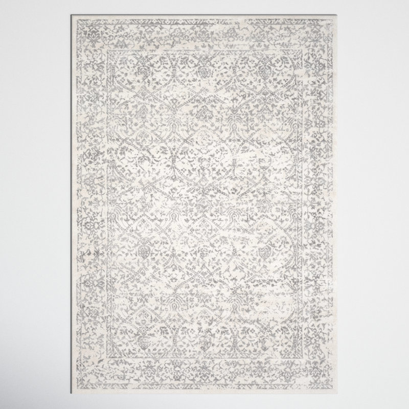Tapis oriental gris / ivoire DeSoto, Rectangle 9 pi 10 po x 14 pi