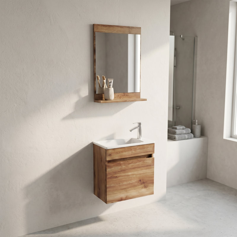 Ensemble de meuble-lavabo mural avec miroir Alastair, 20 "H x20"W x 10"D, Pin, 1