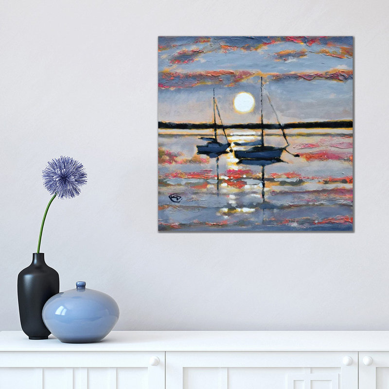 Full Moon Sailboats by Kip Decker - Wrapped Canvas Print, 45.72 cm H x 45.72 cm W