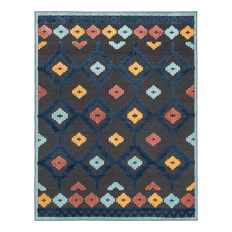 Haynie Indoor/Outdoor Rug Charcoal, Rectangle 7'10" x 10'