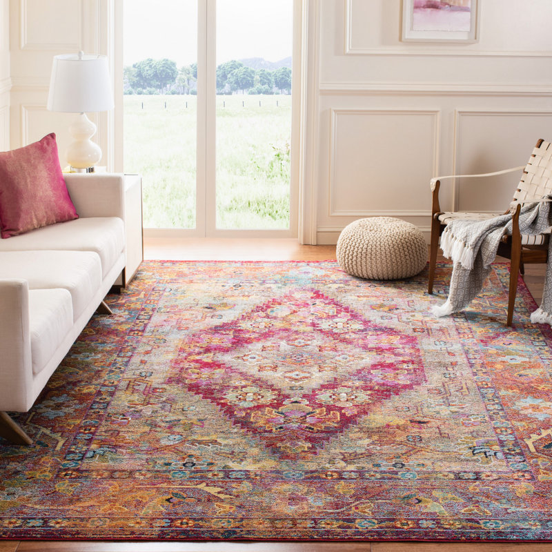 Tapis bleu clair / fuchsia Myia, Rectangle 3 pi x 5 pi