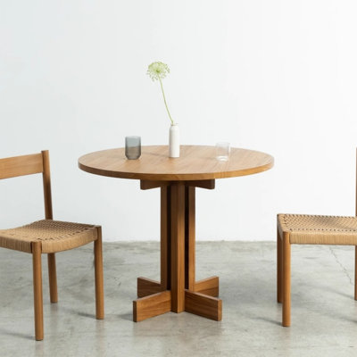 Burlywood Round Solid Wood Dining table