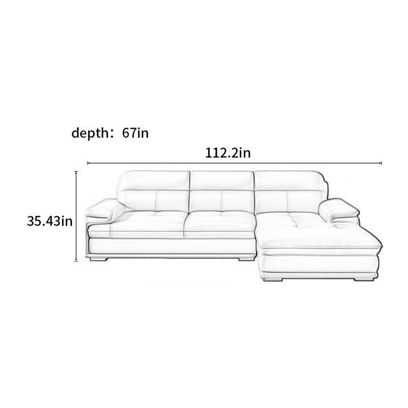 Canapé moderne simple de style américain, H 35,43 po x l 112,2 po x P 67 po, 3