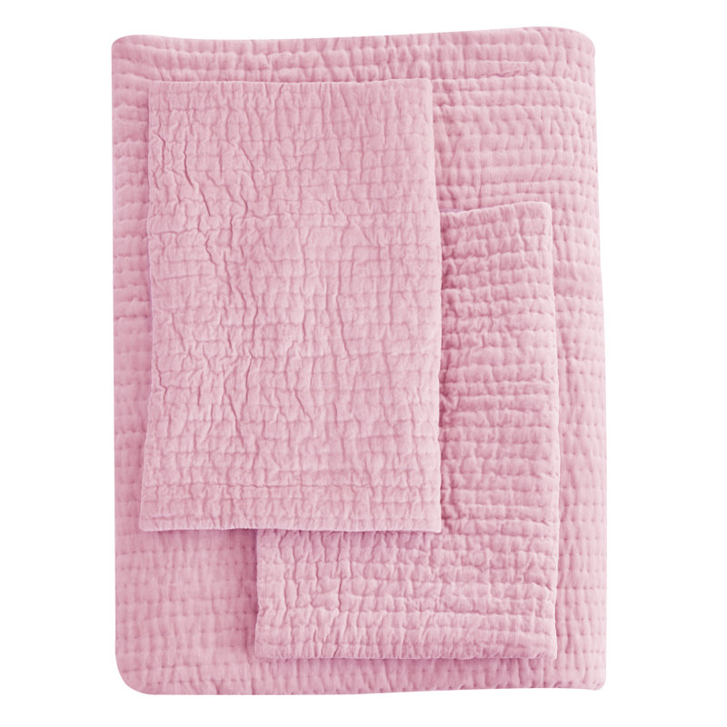 Chambord Farmhouse / Country Velvet Quilt, Rose, King Quilt + 2 King Shams