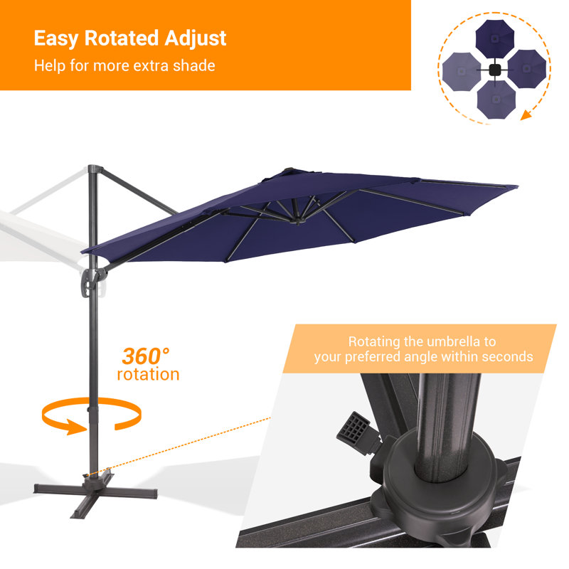 Parasol en porte-à-faux 132 po Rocelyn, Bleu marine
