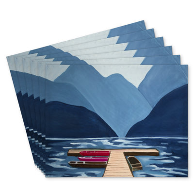 Lake Quai & Mountains Polyester Roksanda Set of 6 - Home Decor