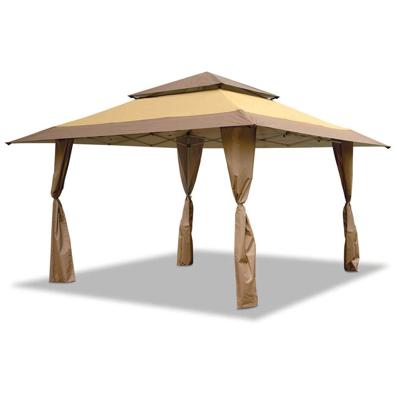 Pavillon jardin déroulant en acier l 13 pi. x p 13 pi. instant, Brun clair