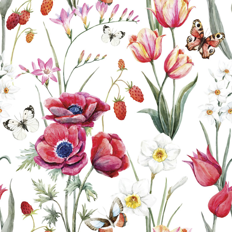 Motif floral de vecteurs - peinture sur toile tendue, H 36 po x l 36 po