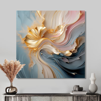 Fluid Magnificence Pink Gold II - Liquid Ink Abstract Wall Art