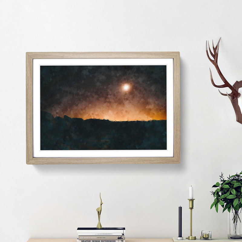 Glow from the Sky - Picture Frame Painting Print, 62cm H x 87cm W x 2cm D, Oak Framed