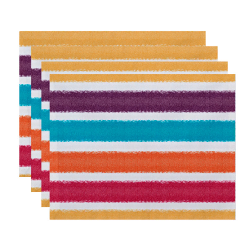 Synthia Polyester Striped Rectangle Placemat, Yellow