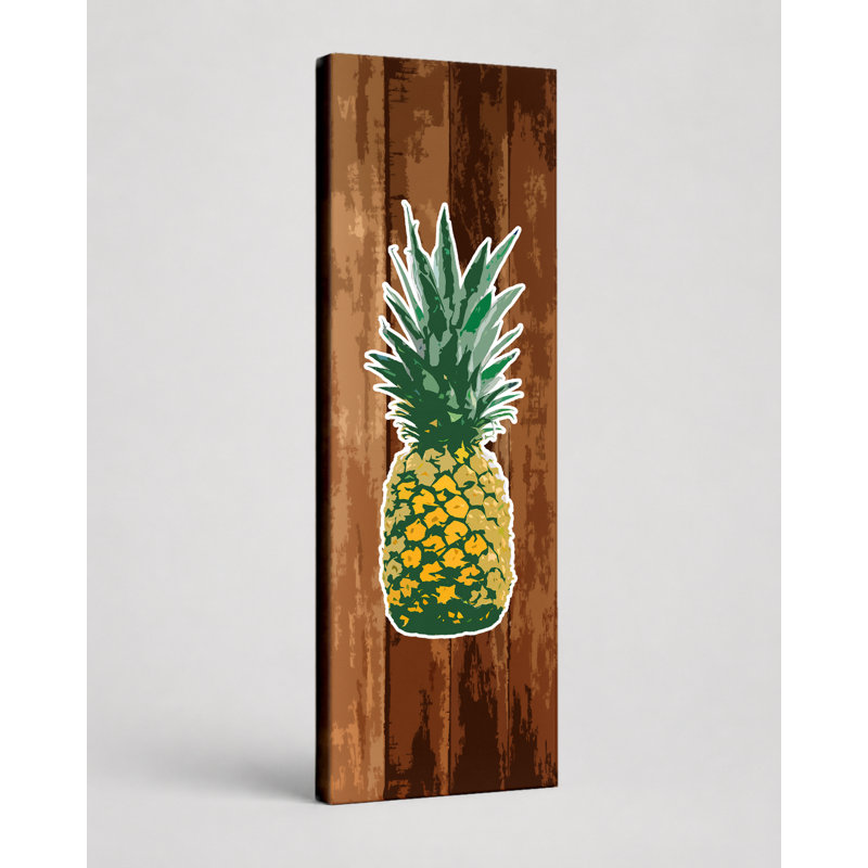 Ananas sur bois - grande toile, art mural, 16" W x 48" H
