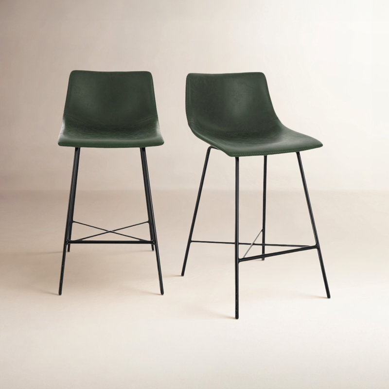 Tabouret de comptoir 24 po Paxton, Similicuir vert lierre