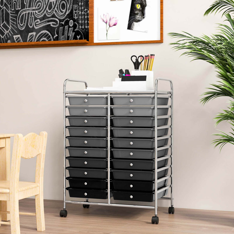 Nesma 20 Drawer Storage Drawer with Locking Wheels, Gradient Gray