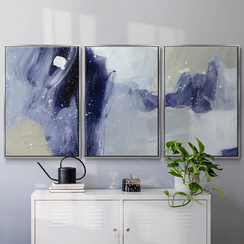 Sky Break I - Multi Piece Framed Canvas, Silver, 24" H x 48" W x 2" D