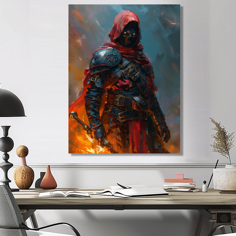Art mural rouge et noir Warrior Hero II - Wizards, Sans cadre, métal, H 40 po x l 30 po x P 1,5 po
