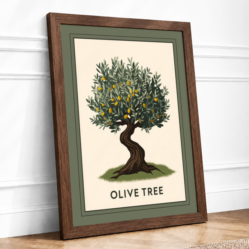Olive Tree Botanical - Framed Print, A3 - 42.0 x 29.7 cm, Walnut